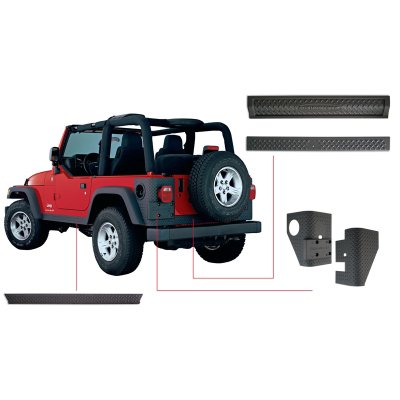 Bushwacker Complete Black Diamond Tread Body Cladding Kits For Jeep