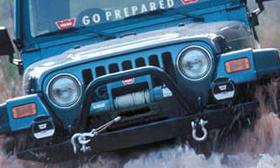 1987 1995 Jeep Wrangler (YJ) Bumper Guard   Warn Industries, Direct fit, Powdercoated black, Steel
